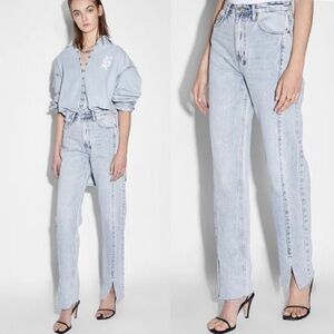 KSUBI Denim Playback Muse Panel High Rise Split Front Hem Light Wash Jeans 25